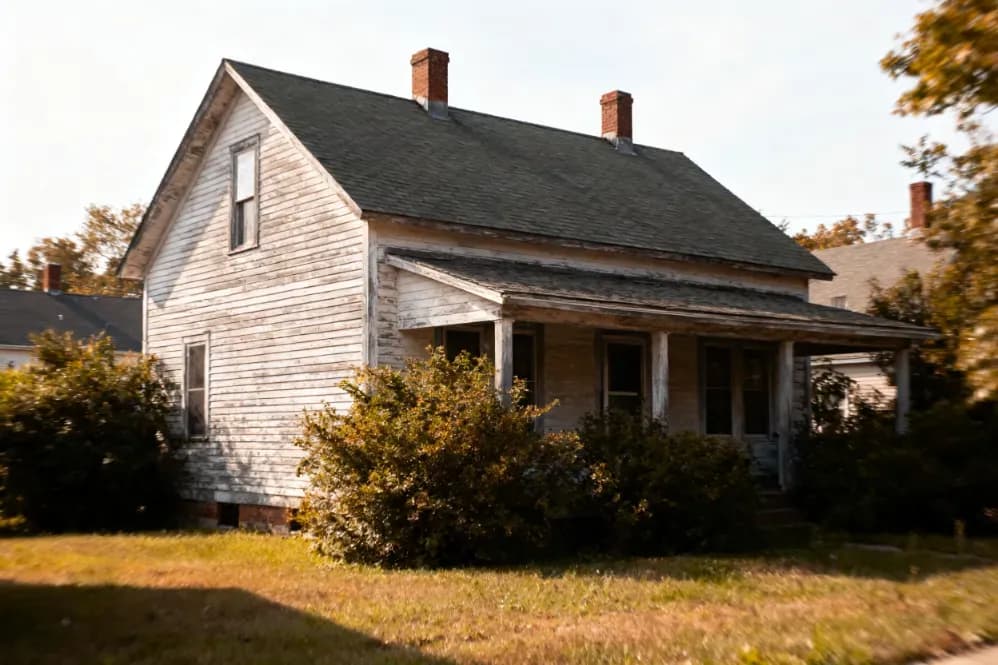 Older Iowa farmhouse of the kind families inherit and sell as-is during probate.